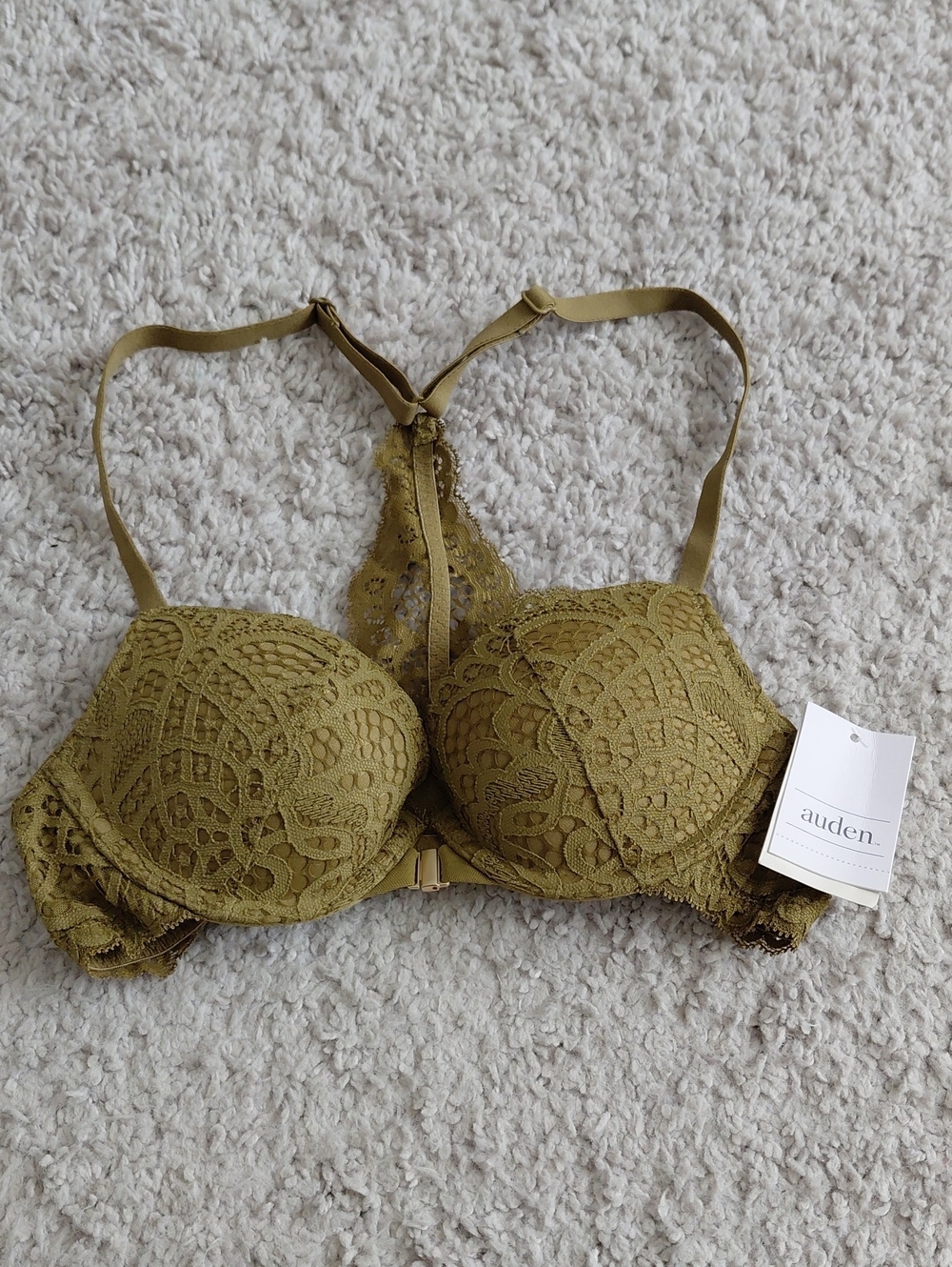 Auden Olive Lace Racerback Push-Up Bra